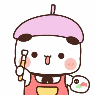 🍓 87b0dffd милый, мультфильм, панда, художник, живописец, берет, рисунок telegram sticker