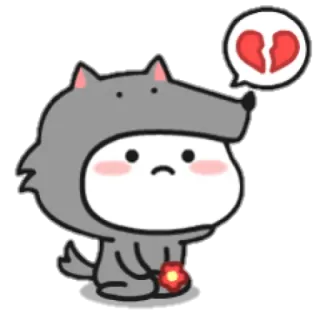 🍢 b9fca463 sedih, patah hati, serigala, imut, karakter, bunga whatsapp sticker