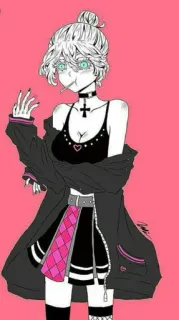 😐 248f5f83 Anime, Meisje, Vrouwelijk, Choker, Kruis, Cartoon, Illustratie telegram sticker