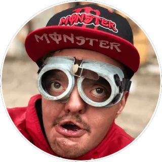 😎 dffb251f MONSTER 男, 帽子, ゴーグル, monster energy, 顔 telegram sticker