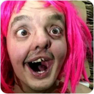 🤪 fac3abf2 ピンク髪, 面白い, 変, 男, 不細工 telegram sticker