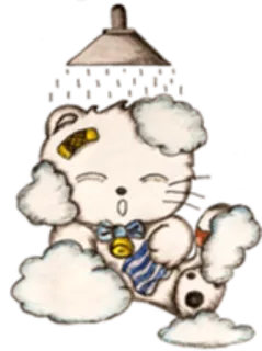 🚿 2dcda7f9 кот, душ, ванна, милый, животное, мультфильм telegram sticker