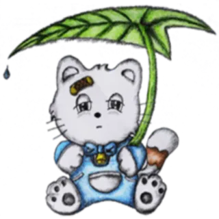 ☔️ a372f2f7 кот, зонт, животное, милый, каваи, стикер telegram sticker