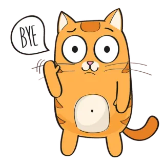 🐱 53a5b877 BYE 猫, 再见, 卡通, 动物, 挥手, 告别 whatsapp sticker