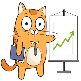🐱 ab29c10d 猫, 演示, 商业, 成功, 增长, 图表, 图解 whatsapp sticker