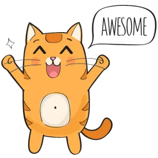 🐱 ed64a719 AWESOME 猫, 可爱, 快乐, 超棒, 动物, 贴纸, 卡通 whatsapp sticker