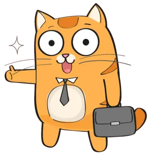 🐱 f30848b0 猫, 卡通, 商务, 行李箱, 领带, 橙色 whatsapp sticker