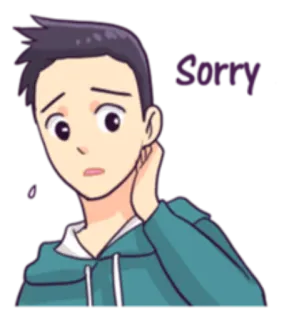 😔 370db9fa Sorry scuse, mi dispiace, cartone animato, rimpianto, emotivo telegram sticker