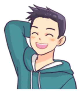 😄 d4502610 Cartone animato, Persona, Sorriso, Felice, Uomo, Amichevole telegram sticker