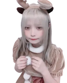 🦌 17b12681 女の子, 女性, コスプレ, トナカイ, かわいい, 女性, ポートレート telegram sticker