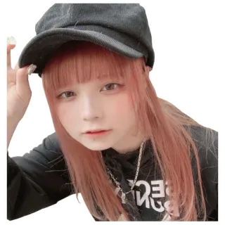 ☺️ c33faaeb 女性, 帽子, ピンク髪, 可愛い, 人 telegram sticker