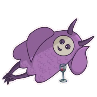 😉 9bf14352 괴물, 와인, 만화, 보라색, 귀여운 telegram sticker