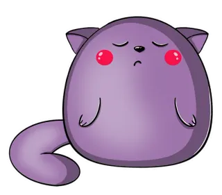 😞 7d362f0d gato, dibujo animado, animal, morado, lindo, triste, gordito, esponjoso whatsapp sticker