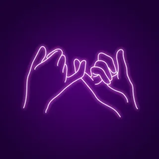 💜 2c57dbb8 promessa mindinho, promessa, néon, mão, dedo, amizade telegram sticker