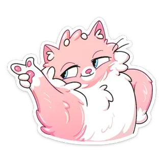 😉 3f76d6ce 猫, 可爱, 粉色, 动物, 卡通, 贴纸, 蓬松, 宠物 telegram sticker