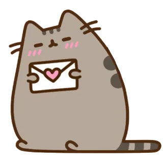 💌 1373a92d Pusheen pusheen, 고양이, 러브레터, 하트, 만화, 스티커 telegram sticker