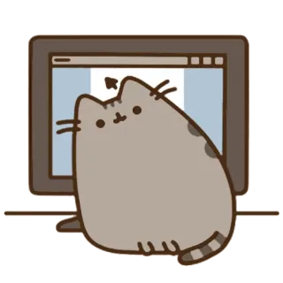 🖥 2174528f Pusheen pusheen, 고양이, 컴퓨터, 만화, 스티커, 귀여운 telegram sticker