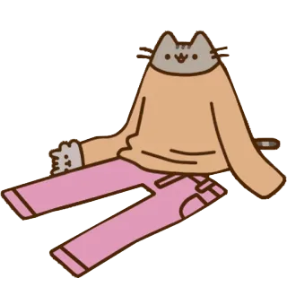 👕 31f1e6ca Pusheen 고양이, 푸신, 귀여운, 카와이, 만화, 애니메이션, 의류, 분홍색 바지 telegram sticker