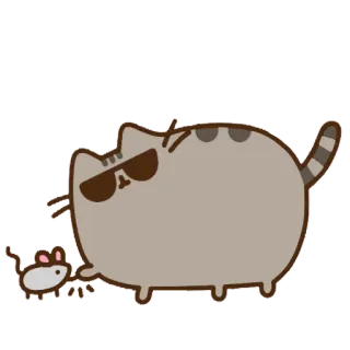 ✋ c9466168 Pusheen 고양이, 쥐, 만화, 안경, 멋진 telegram sticker