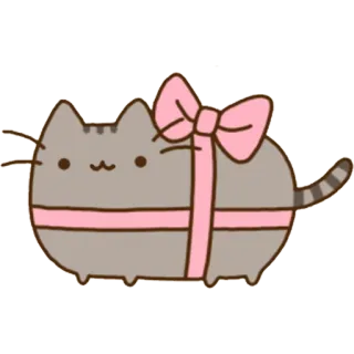 🎀 dd3fbcc2 Pusheen 고양이, 선물, 귀여운, 푸신, 리본, 스티커 telegram sticker