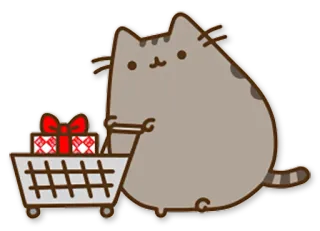 🎁 0f2a1176 Pusheen Pusheen, gato, compras, presente, desenho animado, fofo telegram sticker