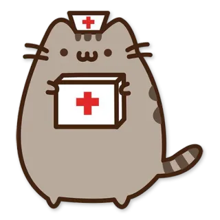 💊 77992698 Pusheen pusheen, gato, enfermeira, fofo, desenho animado, adesivo telegram sticker