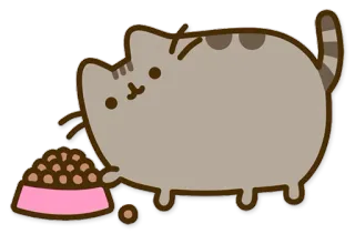 🍲 8d173c41 Pusheen gato, pusheen, comida, fofo, desenho animado, animal telegram sticker