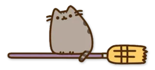🎃 973715ae Pusheen Pusheen, gato, vassoura, bruxa, Halloween, adesivo telegram sticker