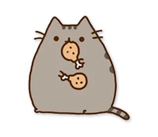 🍗 cb9d9807 Pusheen gato, desenho animado, comida, pusheen, fofo, adesivo telegram sticker