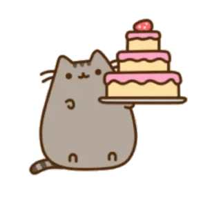 🐱 1cc5775a Pusheen kot, Pusheen, ciasto, słodki, kawaii, deser, urodziny telegram sticker