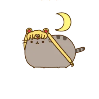🐱 aa4146a6 Pusheen Pusheen, kot, księżyc, słodki, naklejka, animowane telegram sticker