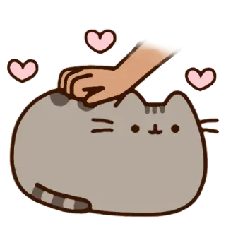 ❤️ 596328c0 Pusheen кот, пушин, милый, сердечки, гладить whatsapp sticker
