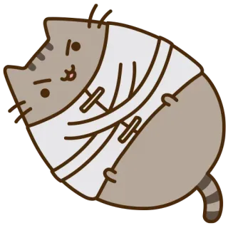 😈 75e63b35 Pusheen кот, милый, перевязанный, раненый, Пушин whatsapp sticker