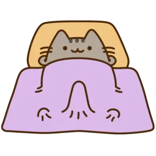 😻 7eb91abe Pusheen кот, сонный, мультфильм, милый, очаровательный, сон, кровать whatsapp sticker