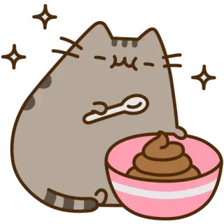 💩 db777455 Pusheen кот, Пушин, десерт, мультфильм, милый whatsapp sticker