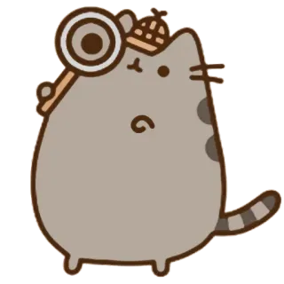🔍 e80f6abd Pusheen кот, детектив, мультфильм, милый, Pusheen whatsapp sticker