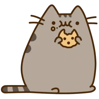 🍪 f7f99714 Pusheen кот, печенье, милый, мультфильм, серый whatsapp sticker