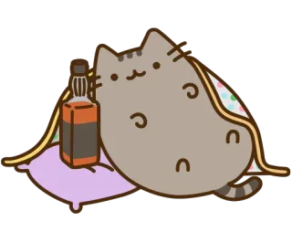 🍷 37a681d6 Pusheen cat, cartoon, pusheen, alcohol, lazy telegram sticker
