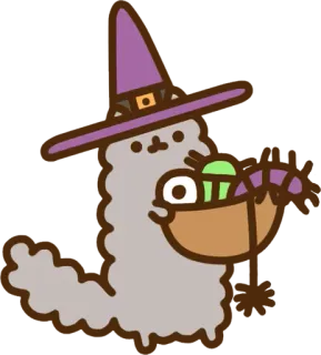🐛 02aec65b Pusheen pusheen, ฮาโลวีน, แมว, แม่มด, ลูกอม, น่ารัก whatsapp sticker