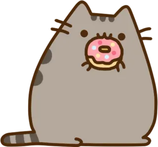 🍩 1763dbdf Pusheen แมว, โดนัท, อาหาร, น่ารัก, การ์ตูน, pusheen whatsapp sticker