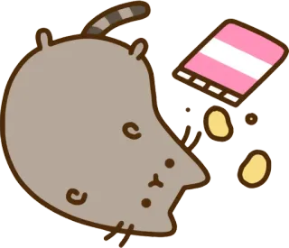 🍟 1ff79781 Pusheen แมว, พุชชีน, การ์ตูน, อาหาร, สติกเกอร์ whatsapp sticker