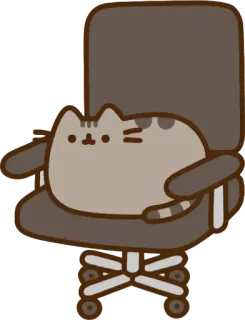 💼 584306d8 Pusheen แมว, pusheen, การ์ตูน, สำนักงาน, เก้าอี้ whatsapp sticker