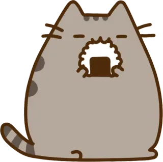 🍙 77434e8d Pusheen แมว, พุชชีน, การ์ตูน, น่ารัก, ง่วง, หาว whatsapp sticker