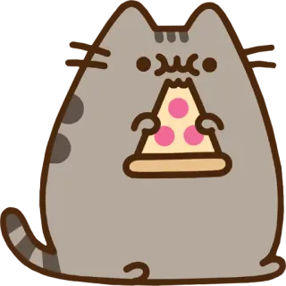 🍕 816bf327 Pusheen แมว, พุชชีน, พิซซ่า, การ์ตูน, อาหาร, น่ารัก whatsapp sticker