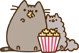 🍿 8e09e1e9 Pusheen แมว, Pusheen, ป๊อปคอร์น, น่ารัก, ขนม, การ์ตูน whatsapp sticker