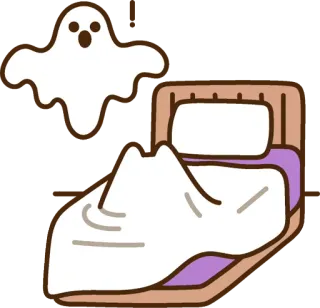 👻 9451df5b ผี, เตียง, นอน, กลัว, ฝันร้าย whatsapp sticker