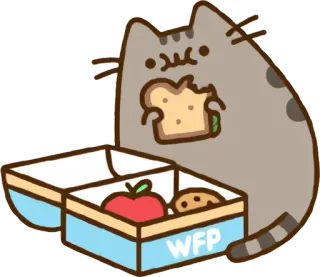 🍞 a3e51fac WFP แมว, อาหาร, กล่องอาหารกลางวัน, แอปเปิล, แซนวิช, คุกกี้ whatsapp sticker