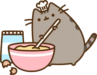 👨‍🍳 ae210f34 Pusheen แมว, อบ, เชฟ, ทำอาหาร, น่ารัก, การ์ตูน whatsapp sticker