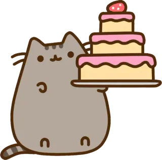 🍰 af6c1717 Pusheen แมว, การ์ตูน, Pusheen, เค้ก, ของหวาน, น่ารัก, คาวาอิ whatsapp sticker