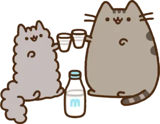 🍻 b53273d3 แมว, แมว, นม, ดื่ม, แว่นตา whatsapp sticker